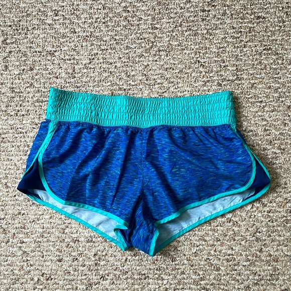 Women’s green and blue athletic shorts - Picture 1 of 2